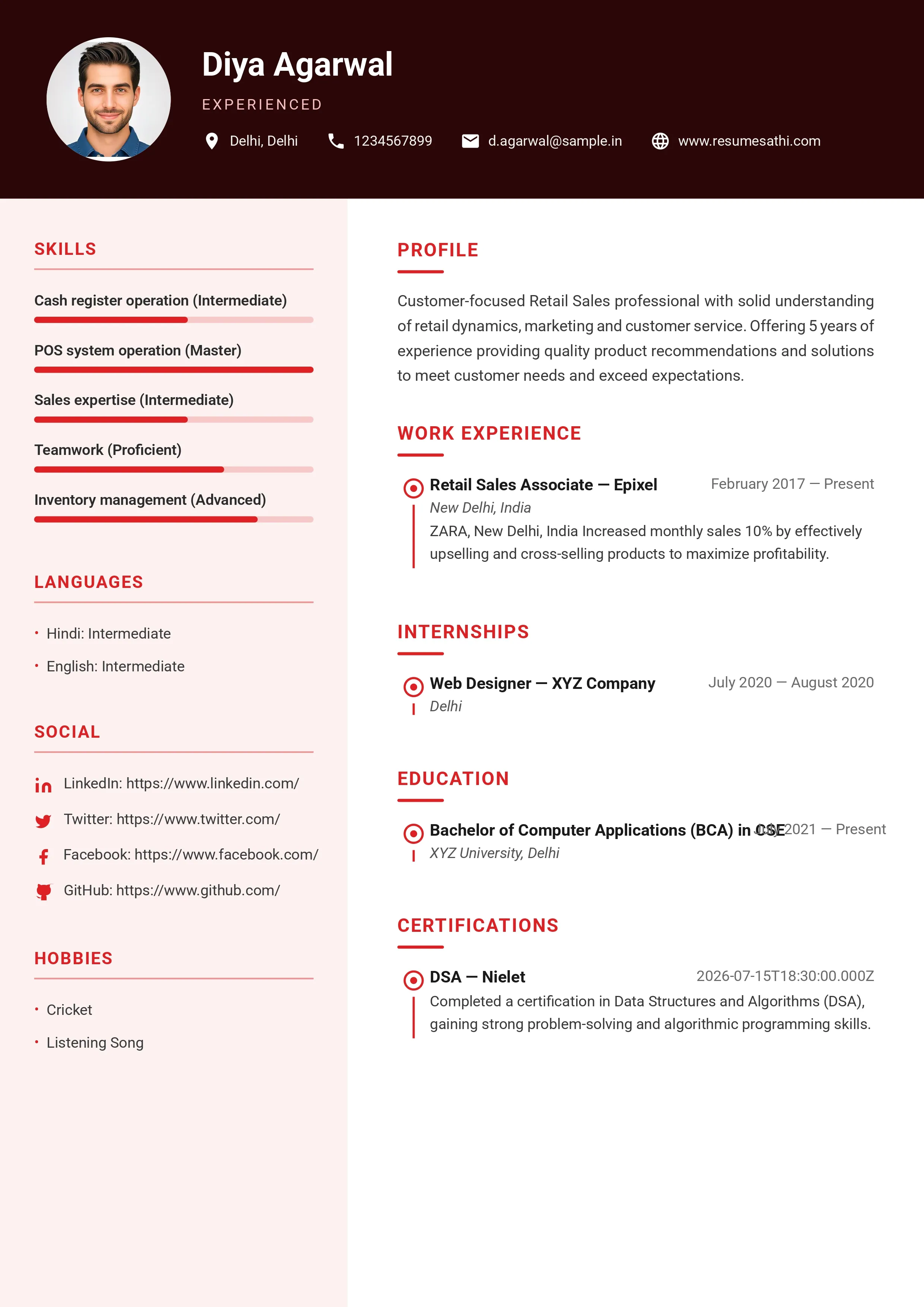 Classic ATS Resume — free ATS-friendly resume template preview A4 size