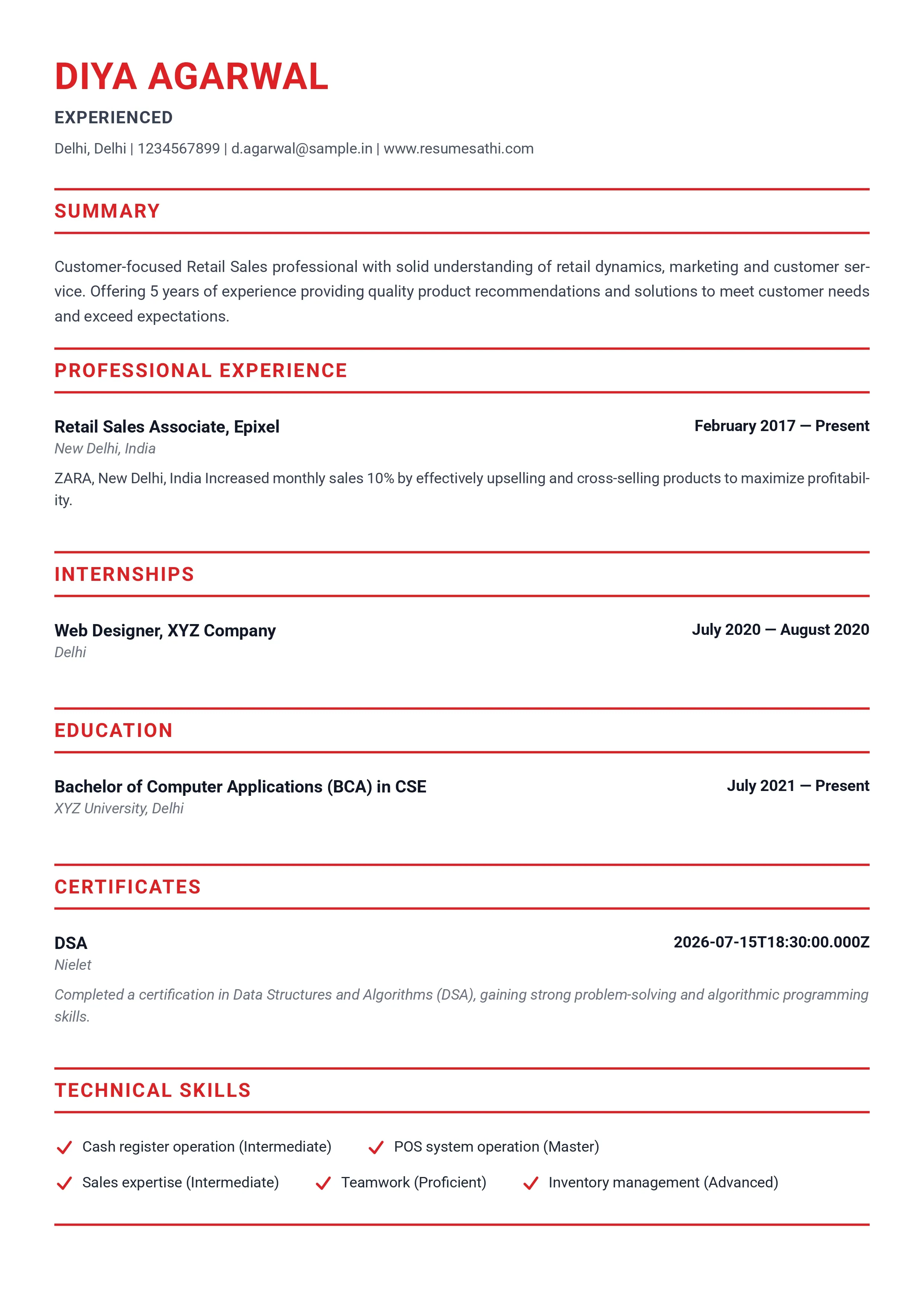 Executive Resume — free ATS-friendly resume template preview A4 size